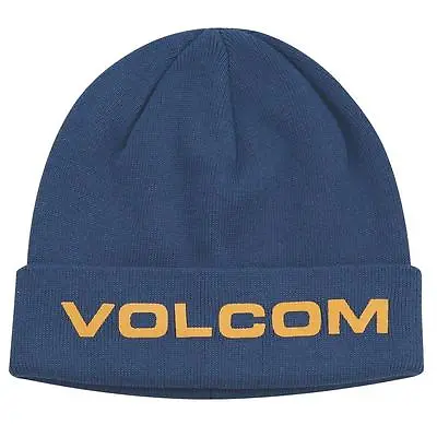 Volcom Stone Synth Cuffed Beanie Hat Cap Navy Blue 100% Cotton New NWT OSFM • $19.99