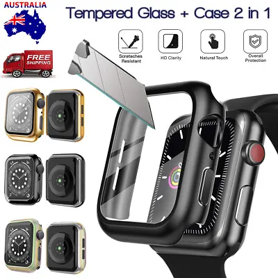$8.99 • Buy Case Cover For Apple Watch Series 8 7 6 5 4 SE 44/41/45mm Glass Screen Protector