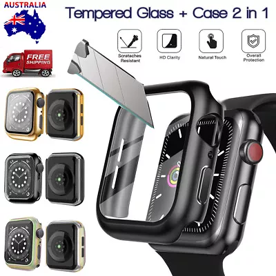 $9.99 • Buy Case Cover For Apple Watch Series 8 7 6 5 4 SE 44/41/45mm Glass Screen Protector