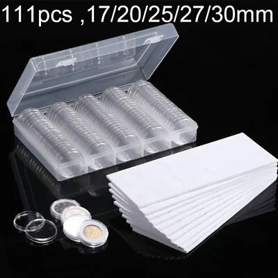 30mm Applied Clear Round Cases Coin Storage Boxes Capsules Holder Hot Big 100Pcs • £13.82