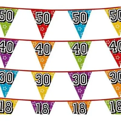 Boland Number Holographic Birthday Age Anniversary Bunting - 8m • £5.49