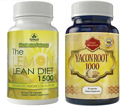 Lemon Lean Diet Weight Loss Capsules Yacon Root 1000 Fat Burner Pills Combo Pk • $34.22