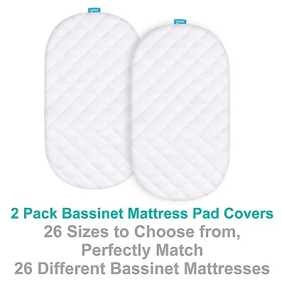 Waterproof Bassinet Mattress Pad Cover Bamboo Surface 2 Pack Multi-size Options • $20.69