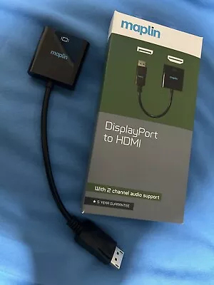 Maplin DisplayPort To HDMI Adapter With 2 Channel Audio Support • £15.45