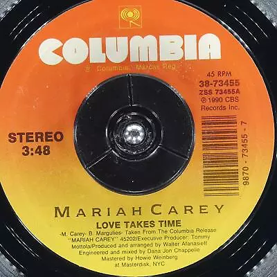 MARIAH CAREY Love Takes Time COLUMBIA 38-73455 EX 45rpm 7  1990 Funk / Soul • $5