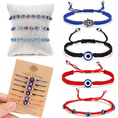 Lucky Evil Eye Beaded Bracelet Handmade Red Rope Adjustable Bangle Jewelry Gifts • $5.93