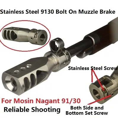 Stainless Steel Mosin Nagant 9130 91/30 Tanker Style Competition Muzzle Brake • $69.99