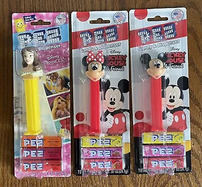 Disney PEZ Mickey & Minnie Mouse And Princess Belle Candy Dispenser Set Of 3 • $11.95