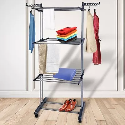 Folding Clothes Drying Rack Stainless Steel Laundry Rack Storage Stand Portable • $38.68