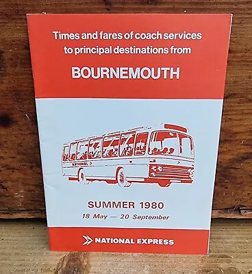 National Express Coach Services From Bournemouth Summer 1980 Timetable & Fares • £0.99