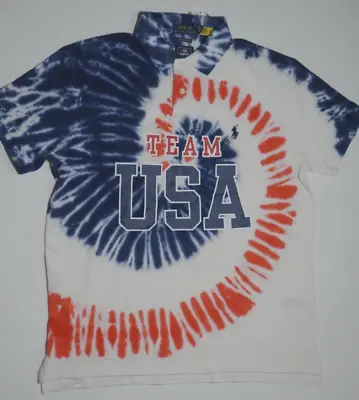 Polo Ralph Lauren Custom Slim Fit Team USA Tie Dye Mesh Polo Size Large NWT • $72