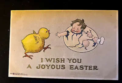 VOLLAND~Arts & Crafts~Chick  & Baby In Cracked Egg ~Vintage Easter Postcard~b871 • $8.99