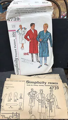 Vintage Simplicity Printed Sewing Pattern 4739 Mens Bath Robe Sz Large 42-44 • $10