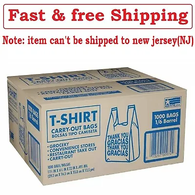 T-Shirt Thank You Plastic Grocery Store Shopping Carry Out Bag 1000ct Recyclable • $31.90