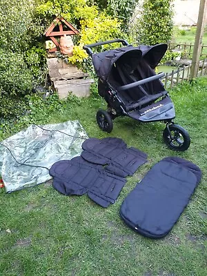 Stunning Out N About Nipper V4 In Black Double Pushchair Jogger With Extras • £375