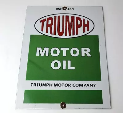 Vintage Triumph Motor Oil Sign - Gas Service Pump Porcelain Gasoline Sign • $139.47