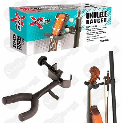 $19.95 • Buy Ukulele Violin Mandolin Stand Hanger With Accessory Hook  - Brand New