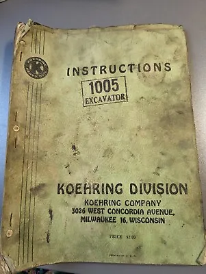$22.50 • Buy Koehring 1949 Instructions 1005 Excavator 