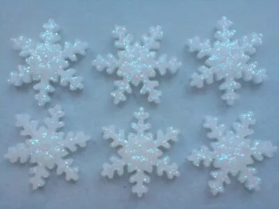 24 Glittery White Christmas / Frozen Snowflakes - Edible Sugar Cake Toppers • £5.95