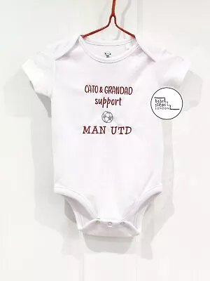 Personalised Embroidered Name Man Utd Football Team Supporter Bodysuit Baby Gift • £6.98