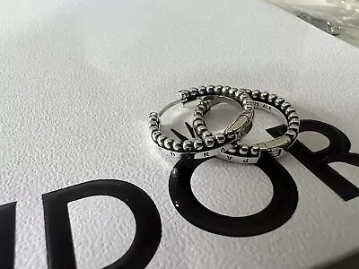 Lovely Authentic Pandora Signature Logo & Beads Hoop Earrings S925 ALE • £2.99