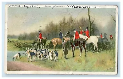1906 Cowboy Horseback Riding Beagle Dogs Philadelphia PA Antique Postcard • $14.98