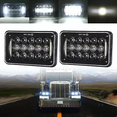 For Peterbilt 357 379 378 Pair 4x6 Halo LED Headlights Hi/Lo Sealed Beam DRL DOT • $63.99