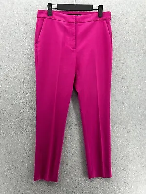 ZARA Womens Dress Pants Solid Fuchsia Size 8 Crease Slim Ankle • $24.50