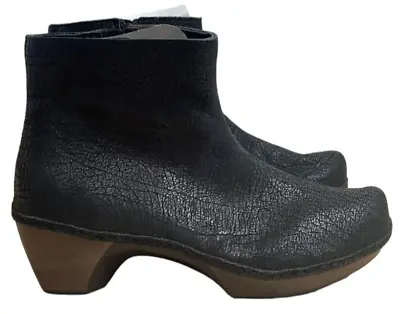 Naot Boots Womens 37 6 Black Almeria Booties Crackle Leather Heels Comfort NEW • $29.99