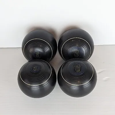 Henselite Championship Super Grip Size 4 3/4 Set Of Four Lawn Bowls Black Koala • $65