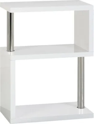 Charisma 3 Shelf Display Unit Bookcase White Gloss And Chrome Finish • £48.03