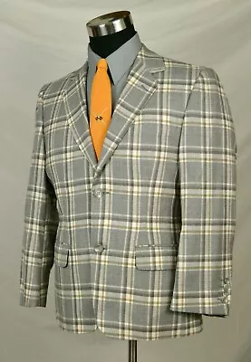 $69 • Buy Bold Gray White & Tan Plaid Sport Coat (Size 40S) Giovanni By Dominico Vacca