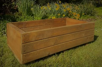 Garden Planter Wooden Trough Wood Flower Pot Herb Bed Grow Veg Boxes Extra Wide • £38.99