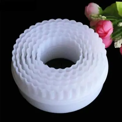 6pcs/set Round Plastic Scalloped Fluted Cookie Pastry Biscuit Cutter Decor Stric • £3.83