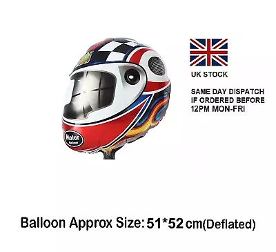 52cm  Race Car Motorbike Helmet Shaped Dirt Bike Foil Balloon Birthday Party UK • £2.49