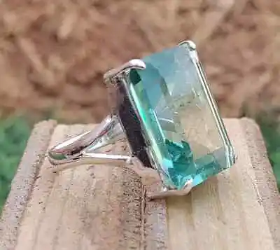 Aquamarine 925 Sterling Silver Band &Statement Ring  Handmade Ring All Size-m-79 • $13.29