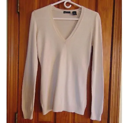 Moda International Women V-neck Sweater Size M Silk/Cashmere Cream • $19