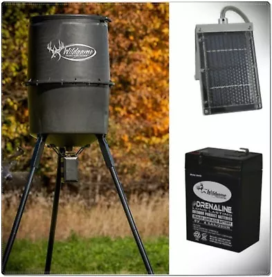$189.99 • Buy Deer Feeder Kit Game Hunting 225 Lbs Barrel Timer 6V Battery Solar Panel Kit New