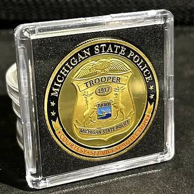 MICHIGAN STATE POLICE TROOPER MSP Challenge Coin INCLUDES 2X2 ST CASE! • $13.98