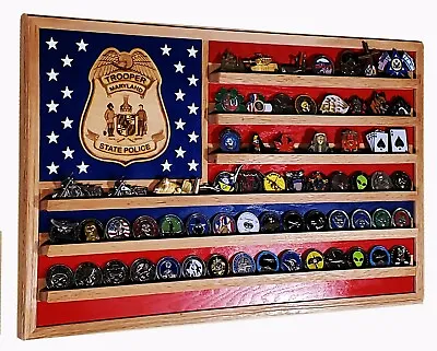 Maryland State Trooper / Police Challenge Coin Display Flag 70-100 Coins TRAD • $149.99