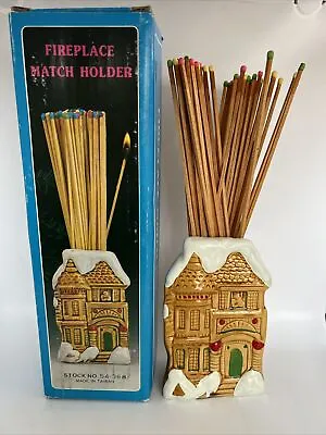 Vintage Fireplace Match Holder Wall Hanging Ceramic Matches Striker Box 504-368 • $24.99