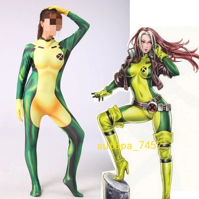 $27.10 • Buy Rogue Halloween Anna Marie Cosplay X-MEN Costume Jumpsuit Bodysuit Green Gift