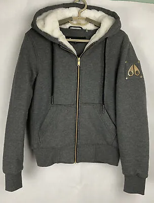 Moose Knuckles NWOT Womens Fleece Full Zip Jacket Medium Faux Fur Hood Gold New • $390
