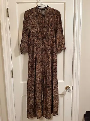 Women's Zara Animal Print Midi Maxi Shirt Dress L (M) Blogger Fav Viscose VGC • $19.99