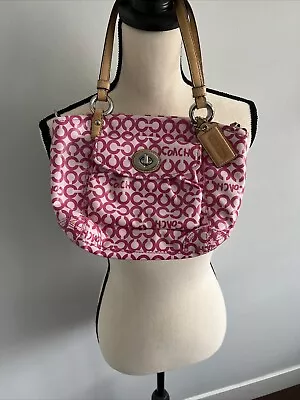 Coach RARE Leah Opt Art Coated Canvas Tote Bag Pink #13142 • $35