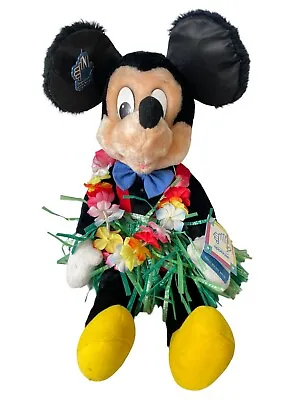 VTG Mickey Mouse 17  Stuffed Plush Doll Applause 8536 Hawaiian Grass Skirt NWT • $0.99