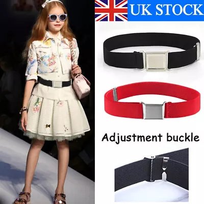 £4.99 • Buy Boys Kids Belts Girls Elastic Adjustable Children Silver Alloy Buckle Toddler UK