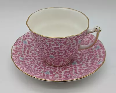 Sampson Smith Old Royal Bone China Vintage Tea Cup & Saucer Pink Bue Flowers • $11.63