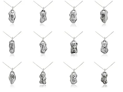 The Elder Futhark Viking Runes Silver Pewter Charm Necklace Pendant Jewelry • $8.99