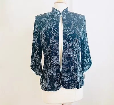 NEW Alex Evenings Womens Black Blue Paisley Glitter/Metallic Jacket Blazer NWT • £8.02